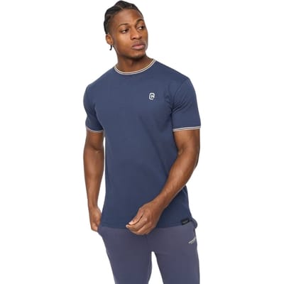Crosshatch Heren-T-shirt van Preece met contrasterende strepen (Marine)