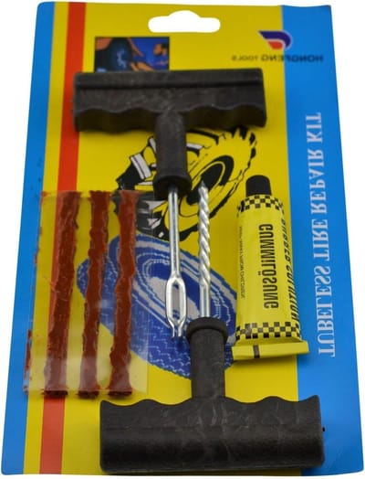 Bandenreparatieset - Lekreparatie Kit - Noodreparatie Onderweg - Voor Tubeless Banden - 4-delig - Zwart