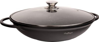 Cheffinger Wokpan XL met Deksel - 36cm - Zwart - Inductie