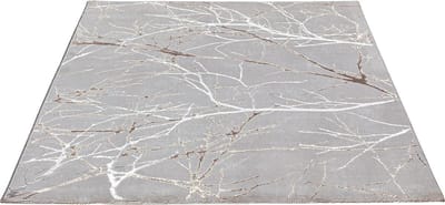 Karpet24 Modern Vloerkleed Creation - Laagpolig Tapijt met Stijlvol Takkenontwerp in Grijs en Crème-140 x 200 cm