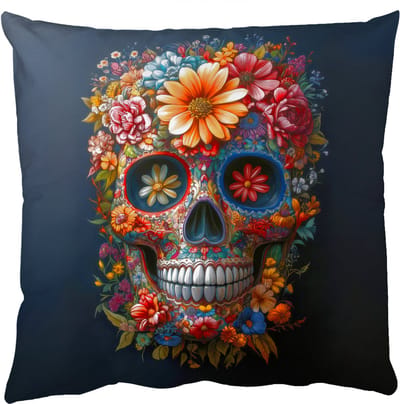 Sierkussens - Kussentjes Woonkamer - 50x50 cm - Bloemen - Kleurrijk - Schedel