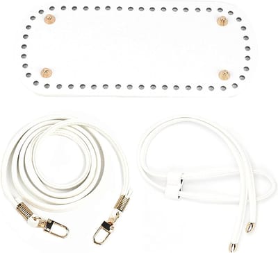 Set van 3 Tassenbodems 22x10cm met Trekkoord voor Haakwerk, Leer en DIY Tas Accessoires in Wit