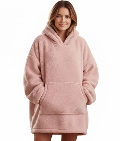 Lomera Roze Hoodie - Damesmodel - Teddy Polyester - One Size - Oodie Plaid - Oversized Hoodie - Hoodie Deken - Met Capuchon - Warme Trui - Comfortabele Pasvorm - Ultrazacht Materiaal - Hoodie Blanket - Loungewear