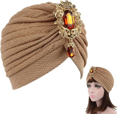 Elegante Vintage Turban Hoed met Kristallen Broche voor Feestelijke Kostuums en Gatsby Stijl Accessoires