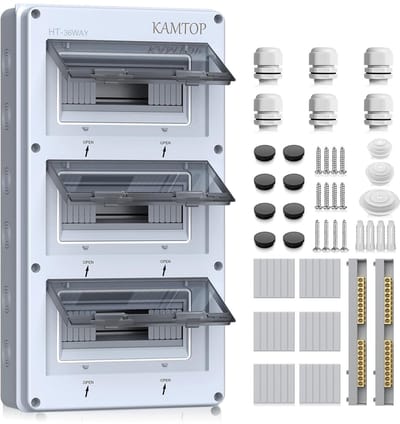 Opbouw Verdeelkast IP65 1 Rij 36 Modules met 9 Klemmen voor Buiten en Binnen