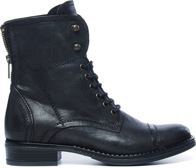 Manfield - Dames - Zwarte veterlaarsjes - Maat 36