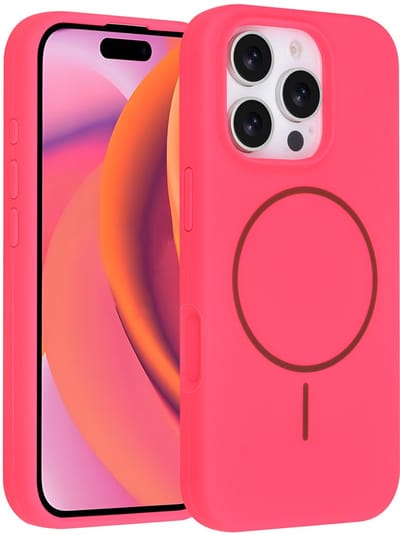 TUNIQ telefoonhoesje voor Apple iPhone 16 Pro - MagSafe siliconen backcover - Felroze
