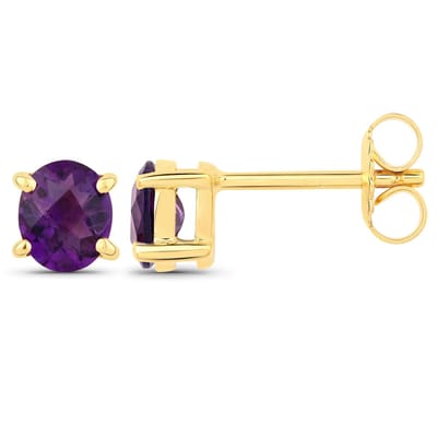 Vira Jewels Ohrstecker 925-Sterling Silber vergoldet Glänzend Amethyst violett
