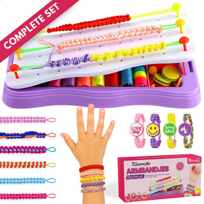 Boncy® Armbandjes Maken Set - Knutselen Meisjes - Creatief Speelgoed - Knutselkoffer - Kralen & Bedels Set voor Meisje en Jongen - Knutseldoos Knutselpakket 4 5 6 7 8 10 12 jaar - Knutselbox Knutsel koffer Touw Maker met Knopen en Kraaltjes