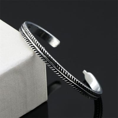 Woozu Verkoop Zilverkleur Vintage Bladpatroon Open Armband Bangle Voor Vrouwen Mannen gray