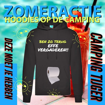 Hoodie camping - Grappige Hoodie Ben zo terug effe vergaderen - Hoodie Zwart - Maat S