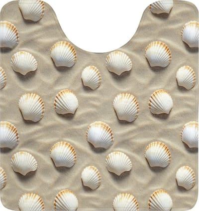 WC mat met uitsparing 55x60 cm - Antislip - Schelpen - Zand - Maritiem - Toiletmat met uitsnijding - Vloermat - Douchemat - Toilet tapijt - Toiletmatten