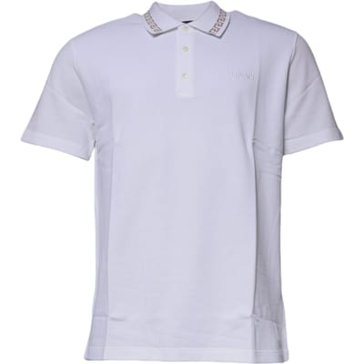 Versace Zomer 2024 Letterborduurwerk Rechte Pasvorm Casual Korte Mouw Poloshirt Heren Poloshirts Wit 1011851-A231377-2W110 XL white