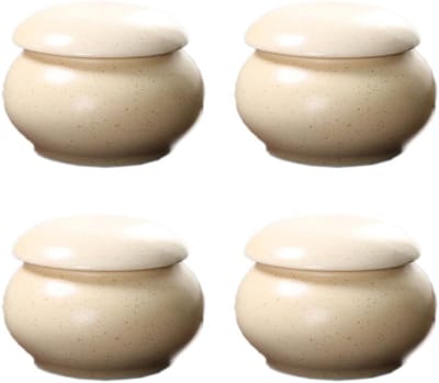 Multifunctionele Keramische Glazen Pot met Deksel voor Suiker, Koffie en Specerijen - Beige, 5 x 3.8 cm, Ideaal voor Lipgloss en Thee Opslag