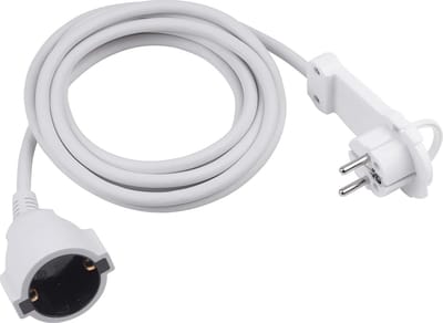 Geaarde verlenging met platte stekker - 3 m kabel - binnengebruik - veilig met aanraakbescherming