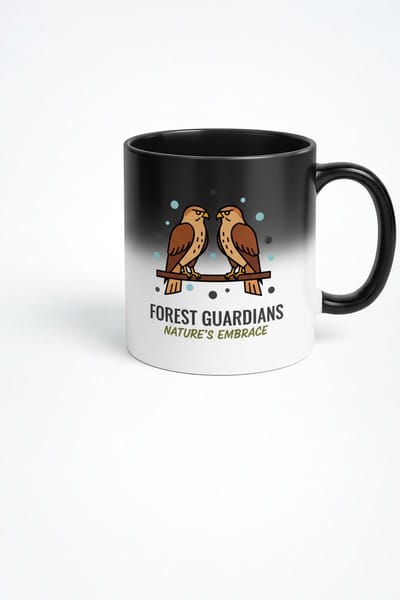 Magische Mok 'Forest Guardians' - Warmtegevoelige Mok met Boswachters Vogels