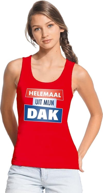 Rood Helemaal uit mijn dak singlet/ mouwloos shirt dames S