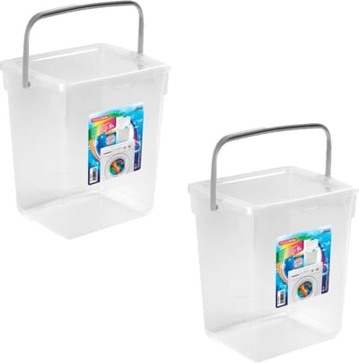 Plasticforte opslagboxen - 2x stuks - kunststof - met deksel - transparant - 5 liter p/st - 20 x 17 x 23 cm - Knijpers - wasmiddel - vuilnis