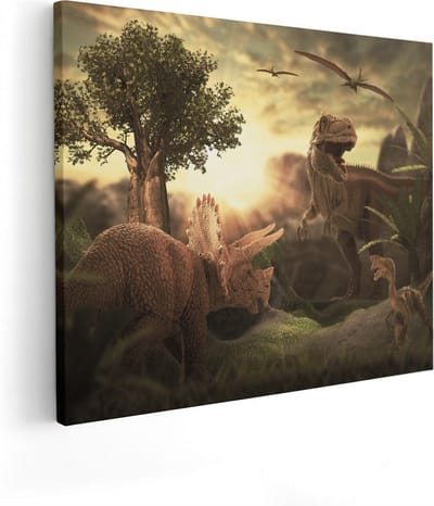 Artaza Canvas Schilderij Dinosaurus - 50x40 cm - Wanddecoratie Jungle - Muurdecoratie Dieren - Kamer Accessoires