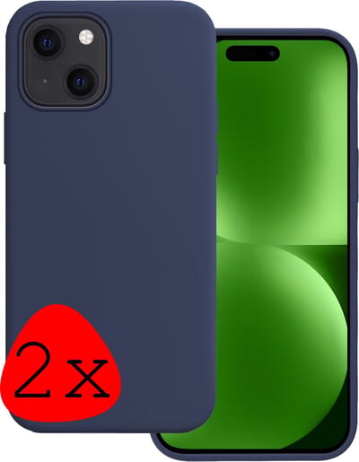 Hoesje 2 Stuks - Geschikt voor Apple iPhone 15 - Sterk & Shockproof - Case Siliconen - Back Cover - Telefoon Hoes - Donkerblauw