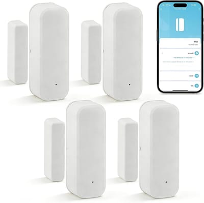 Slimme Deur- en Raamcontacten - 4 Stuks WiFi Sensoren voor Thuisautomatisering, Energiezuinig en Real-time Monitoring van Deur en Raamopeningen