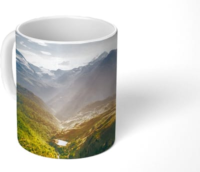 Mok - Koffiemok - Bergen - Planten - Landschap - Mokken - 350 ML - Beker - Koffiemokken - Theemok