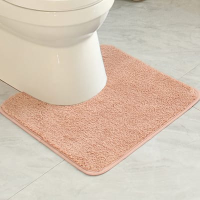 Toiletbrilhoes - 40x50cm - Antislip en absorberende mat - Kortpolige rand, U-vormig - Zacht - Bonenroze