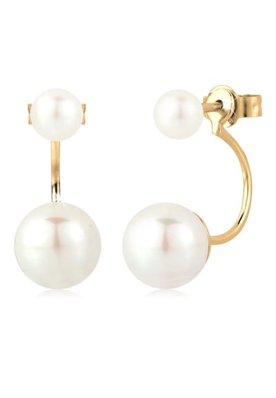 Elli - Oorbellen - dames front-back trend met zoetwater gekweekte parel in 925 sterling zilver verguld - Dames