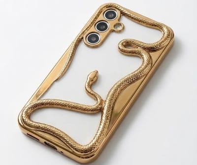 Goudkleurig slang design telefoon hoesje geschikt voor Samsung A54 dames en heren met 3D reliëf slang detail, zachte TPU backcover met electroplating rand en effen kleur afwerking