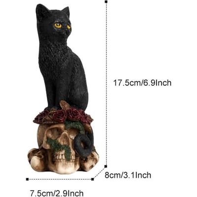 Hars Schedel Hoofd Sculptuur Kraai Zwarte Kat Beeldje Creatief Desktop Schedel Beeldje Huis Kantoor Decor Cadeau black