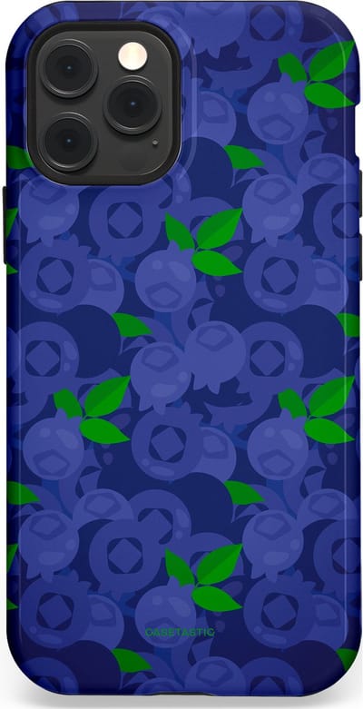 Casetastic hoesje geschikt voor Apple iPhone 12 / Apple iPhone 12 Pro - MagSafe - Dubbellaagse bescherming - Berrytastic Blauwe Blueberry Bessen - Fashion Case - Donkerblauw Groen