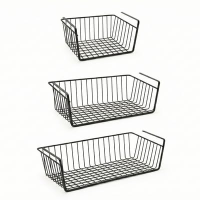 Metaltex - Set van 3 - Hangmand Babatex - Kasthangmand - 30-40-50 cm - Zwart - Organizer