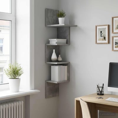 vidaXL - Wandplank - Muurmontage - Betongrijs - 32 - x - 21 - x - 107 - cm - Bewerkt - hout