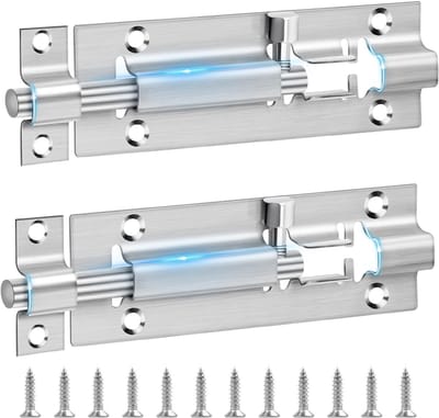 4 Inch (100mm) Deurslot, Leryati 2 Stks Slaapkamer Deurslot RVS Bout Sloten, Zilveren Deuren Klink Schuif Bouten Sloten Sloten met Schroeven, Deuren Bout Gebruik voor Badkamer Gate Schuur Tuin Toilet