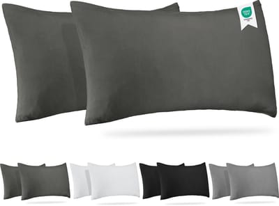 Barbons kussensloop 50x80 set van 2 - Jersey 165 g/m² kussenhoes - 100% Katoen - antraciet