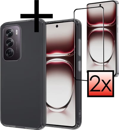 Hoesje - Met 2x Screenprotector - Geschikt voor OPPO Reno 12 - Sterk & Shockproof - Back Cover - Siliconen Case - Telefoon Hoes - Transparant