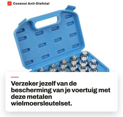 Dailygoods- Wielboutverwijderaar Antidiefstal - 20-delige Sleutelset - Metalen Doppen - Stevig en Duurzaam - Voor Auto's - Professionele Afwerking - Wielmoersleutel