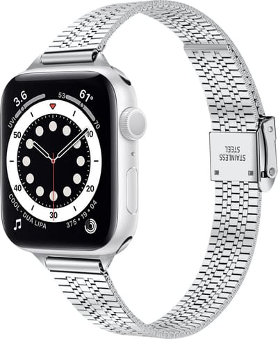 By Qubix - Geschikt voor Apple Watch bandje - Stainless steel slim fit bandje - Zilver - Geschikt voor Apple Watch 44mm / 45mm / 46mm / 49mm (Ultra 1,2 en 3) - Smartwatch bandje