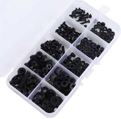 Dailygoods - Nylon Schroefmoerset - 270 Stuks - Veelzijdige bevestigingselementen - Zwart - Zeskantmoer met sluitringen - Geschikt voor elektronica en...