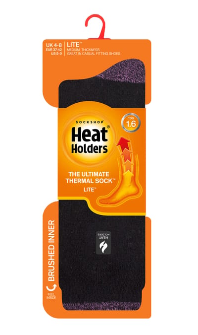 Heat Holders Lite - Geïsoleerde thermo damessokken - Zwart / Paars H&T (Tenerife)
