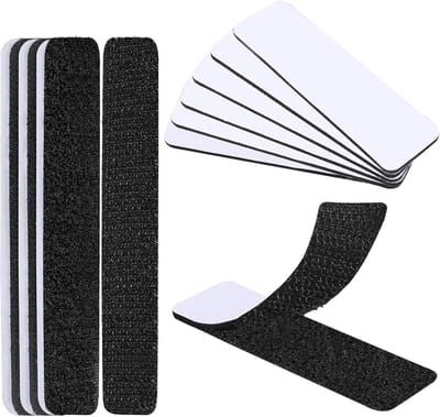 TOVBMUP Klittenband zelfklevende tape - 12 stuks - Extra sterke dubbelzijdige kleefstof - Brede zelfklevende pads geschikt voor klittenbandsluitingen - met lus- en haakstrips - Zwart - 30 mm x 100 mm