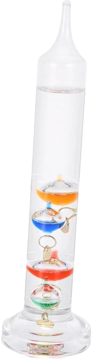 Galileo Thermometer - Decoratieve Temperatuurmeter - Binnen Temperatuur Meten - Kleurrijke Drijvende Bollen - 18 cm Hoog - Multicolor