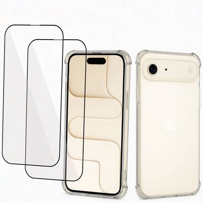ChiGuard Hoesje & 2x Screenprotector geschikt voor iPhone 17 Air Hoesje Screenprotector - Full Screen - Gehard Glas Cover + Shock Proof Case – Transparant