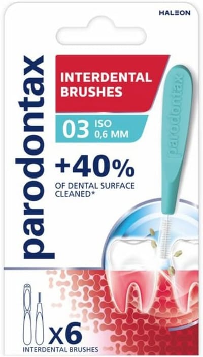 Interdentale borstels 0,6 mm - Set van 6 met hygiënische dop voor een grondige tandplakverwijdering