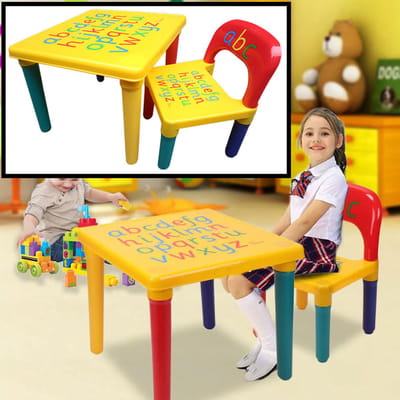 ABC Alfabet Kindertafel met Stoel - Speeltafel - Kindertafel en stoeltjes - 1x Tafel en 1x Stoel voor kinderen