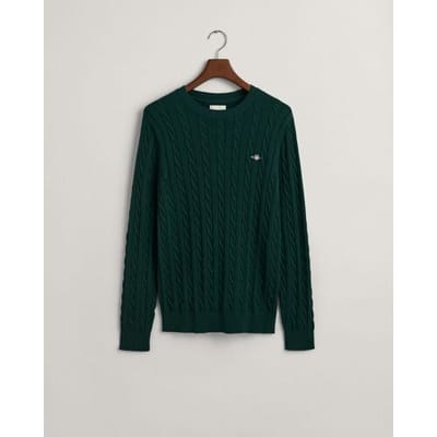Trui GANT Men Cotton Cable C-Neck Tartan Green-XL