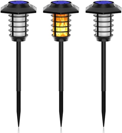 Zonne Vlam Lampen - Tuinlampen Fakkel - Buiten Verlichten - Realistisch Vlam Effect - 60 cm Hoog - Zwart