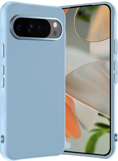 Hoes - Geschikt voor Google Pixel 10 Pro - Sterk & Shockproof - Hoesje Cover - Siliconen Case - Lichtblauw