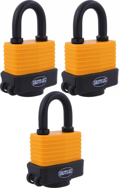 Amig Hangslot met 2 sleutels - 3x - D50 mm - voor outdoor gebruik - weersbestendig - gelamineerd