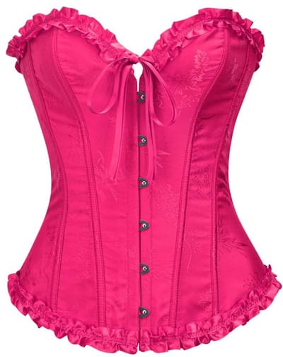 Dames Off-Cuff Hartvormig Korset - Zwart - Push-Up Korset - Vintage Middeleeuws - Strikband Taille met Subtiel Bloemenpatroon - Korset Top - Verbetert Rondingen en Biedt Buste Ondersteuning - Ontwerp - Roze Rood